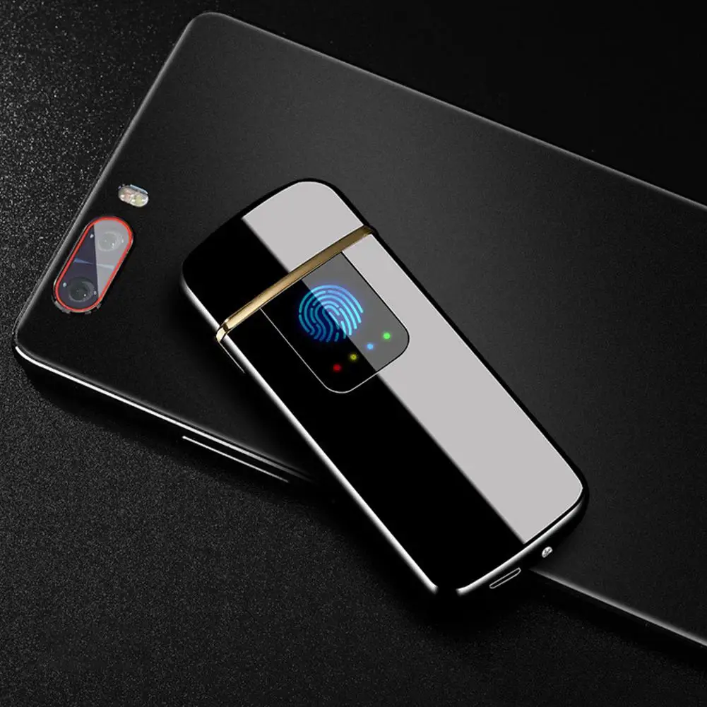 Black ice Новая USB зарядка Зажигалка Тонкий сенсорный экран электронные зажигалки маленькая электрическая зажигалка для сигарет перезаряжаемый подарок для мужчин - Цвет: Black ice