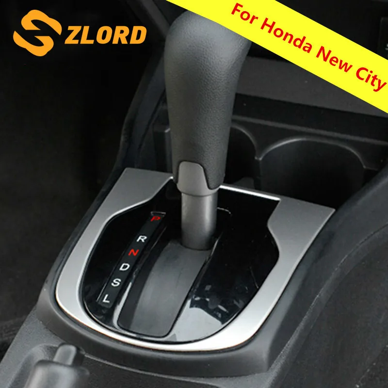 

Zlord ABS Chrome Car Shift Knob Penal Cover Trim Sticker Case for Honda New City 2015 2016 2017 Refit Parts Accessories