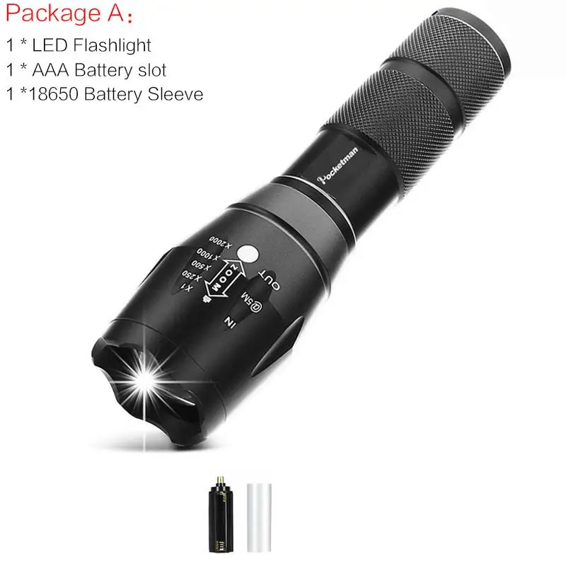 Package A XP-L-V6 L2 светодиодный тактический вспышки светильник фонарь с приближением, linterna Фонарик светодиодный вспышка светильник 5 светильник режима для отдыха на природе Пеший Туризм Фонарь - Испускаемый цвет: Package A