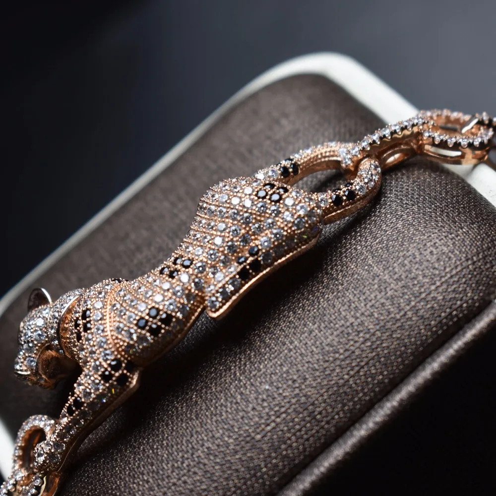 Женские браслеты из серебра 925 пробы с леопардовым принтом|Гибкие и жесткие