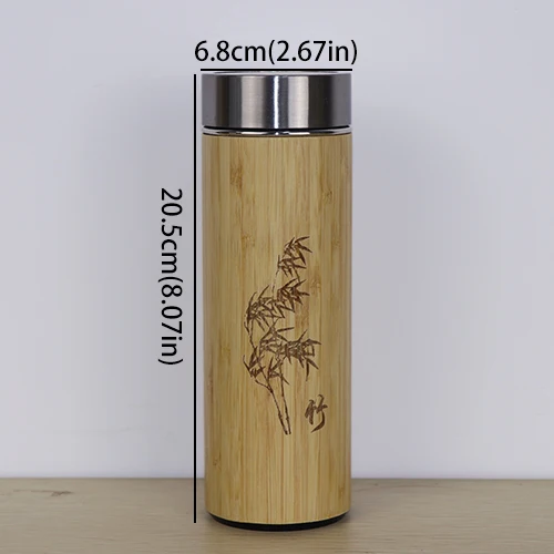 bamboo 400 мл бамбуковые дорожные Термосы Из Нержавеющей Стали, бутылки для воды, термосы, изолированная чашка термоса, чашка бардака для чая на заказ - Цвет: bamboo