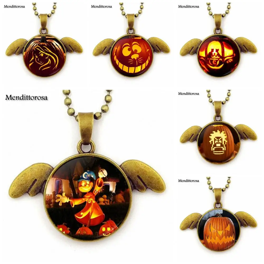 Женское ожерелье с подвеской в виде крыльев Ангела бронзовый кабошон