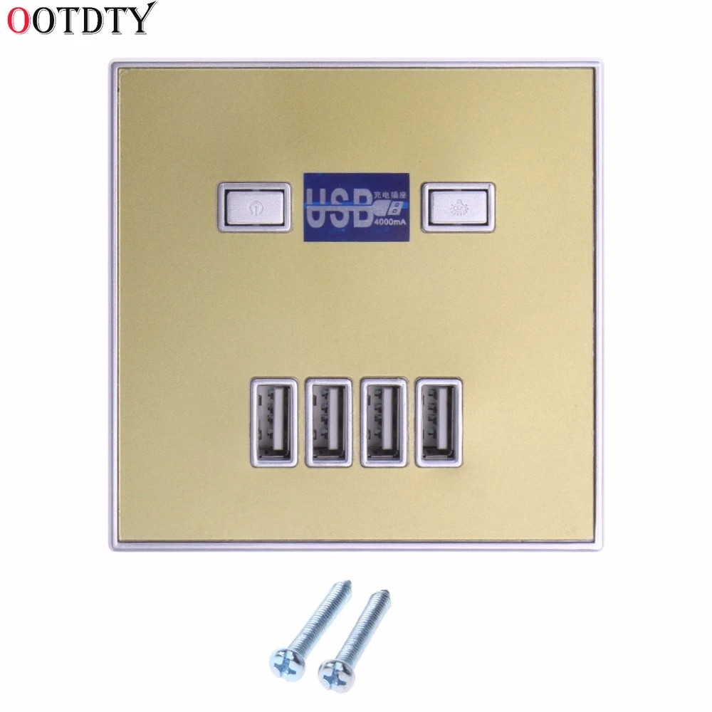 220V 4A 86 Тип 4 Порты usb стены Мощность гнездо адаптера Зарядное устройство Панель Быстрая зарядка розетки 3 цвета