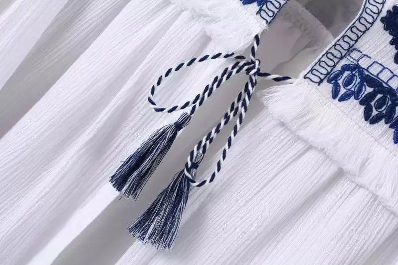 Fantfur Для женщин Boho люди Этническая Вышивка Блузки для малышек Цветочный принт