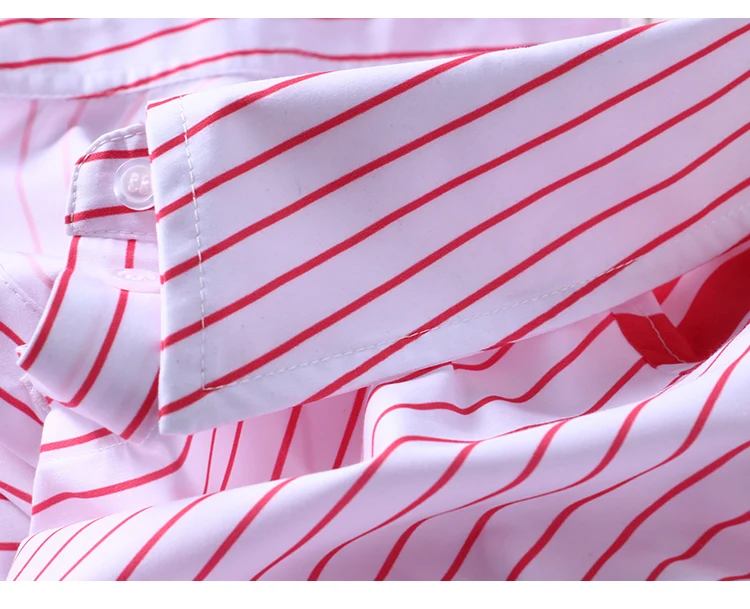 Summer New Striped Shirt Women Cotton Europe Fashion Blouses and Tops Female Long-sleeved Casual Women Clothing