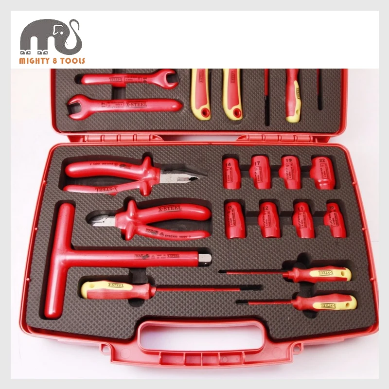 26pc VDE Insulated Electrician Tool Set Pliers Spanner Socket Screwdriver Knife Hybrid Car Repair Ratchet Wrench | Инструменты