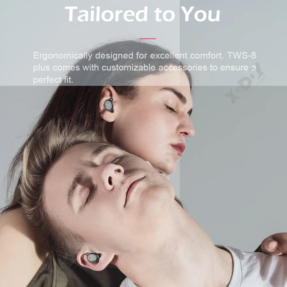 XGODY TWS-8 Plus, настоящие беспроводные наушники, спортивные наушники с шумоподавлением, Bluetooth 5,0, наушники с ушным крюком, поддержка Powerbank