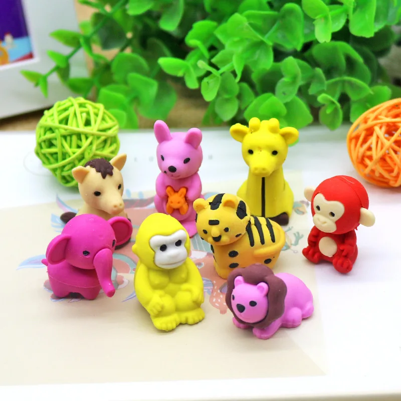 50 шт. kawaii резиновые ластики милые животные съемные Ластики для Детей школьников карандаш канцелярские принадлежности Подарочные товары goma
