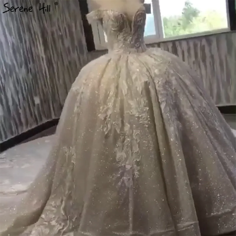 Дубай высокого класса блеск ручной работы Цветы свадебное платье 2021 с открытыми