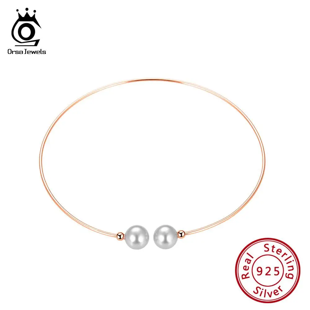 White Shell Pearl ORSA JEWELS серебряный браслет из натуральной 925 пробы, женские браслеты с жемчугом, красивые модные вечерние ювелирные изделия SB50 - Цвет камня: White Shell Pearl