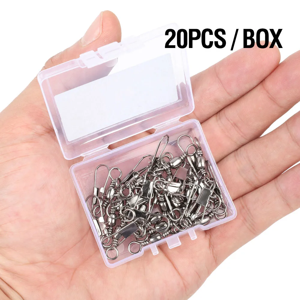 20 PCS DONQL 10/20/50 шт рыболовные Вращающийся шарнир роликовых подшипников карабин 1#14-# рыболовные блесны на карпа рыболовные принадлежности - Цвет: 20 PCS