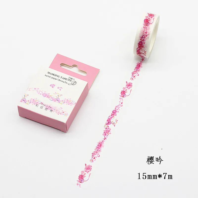 Новинка вишневый цвет Kawaii цветок еда животные декоративная васи лента Сделай Сам Скрапбукинг маскирующая лента школьные офисные принадлежности - Цвет: B