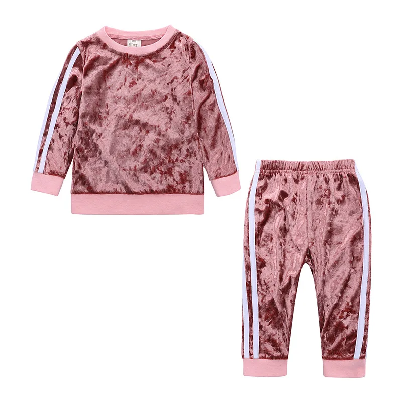 Spring Autumn Girls Clothes Set Baby Kid Velvet Long sleeve T-shirt+Pants Outfits Boys Costume Suit For Toddler Children | Детская