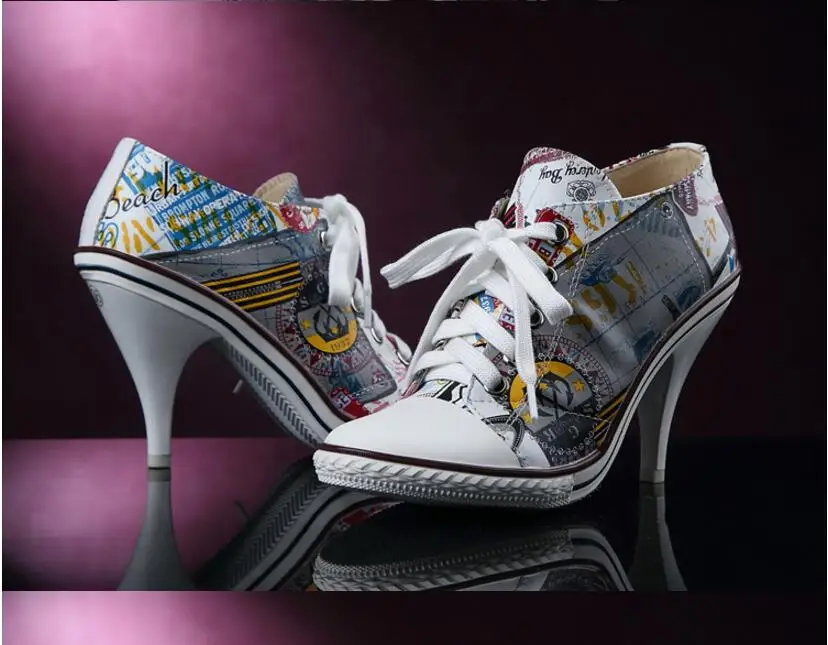 

Kaeve Fashion Womens Spring Flowers Shoes Leather Lace-up Stiletto Heels Pumps Round Toe Women Shoes