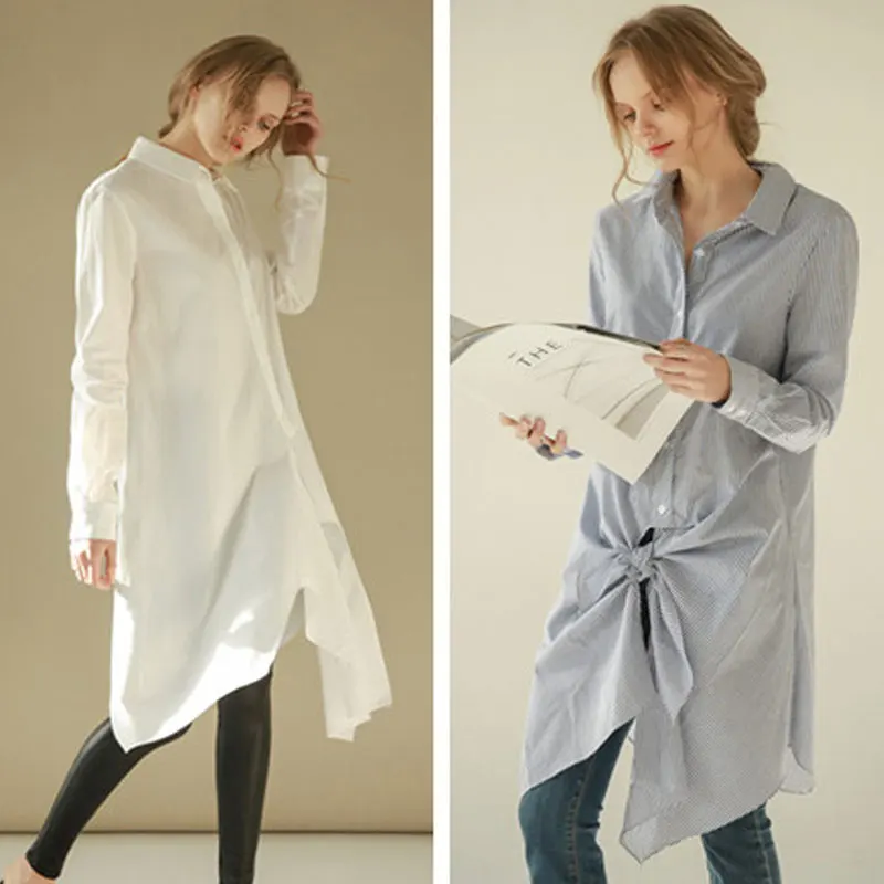 Полосатый Женщин Блузки Досуг Футболка С Длинным 2016 Новый Повседневная Мода