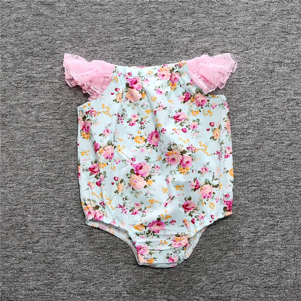 RY-256 модные детские кружевные ползунки без рукавов с цветочным рисунком