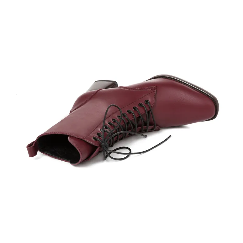 ASUMER/Новые модные ботинки осень зима женские из натуральной кожи на шнуровке с