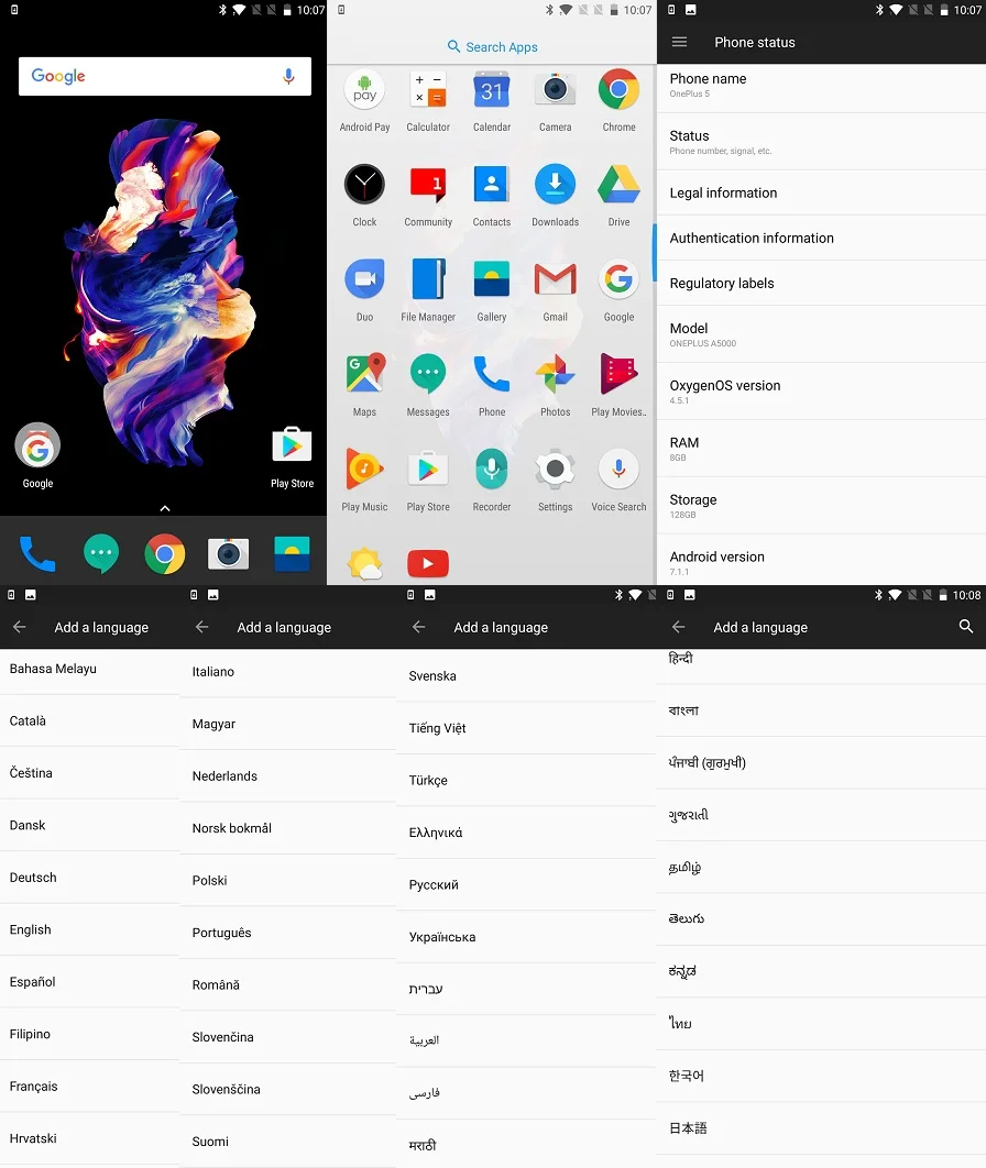 Оригинальный Новый Oneplus 5 8GB ram 128GB rom Snapdragon 835 Octa Core Dash Charge Распознавание отпечатков