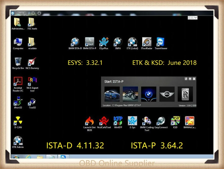 2018 07 для BMW ICOM A2 b c программное обеспечение в 500 ГБ HDD или 384 SSD родной ISTA/D (4.11.32) и ISTA/P