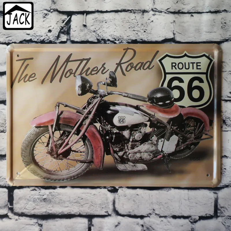 Mother Road Route 66 мотоцикл 20*30 см винтажные металлические знаки бар гостиная галерея