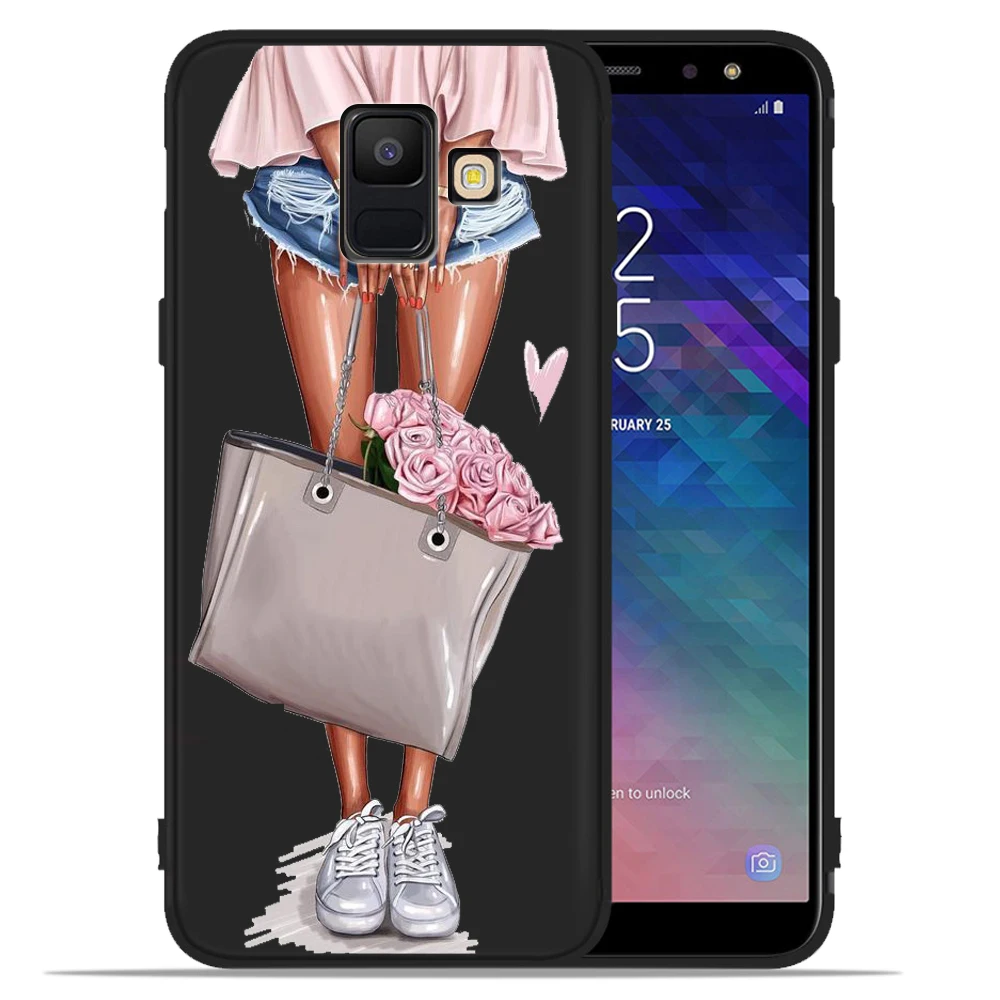 Чехол с цветочным рисунком для Samsung A720, модная женская обувь на высоком каблуке, кофейный чехол для Samsung A320 A520 A9 A6 A7 A8 Plus A3 A5 A7 Etui