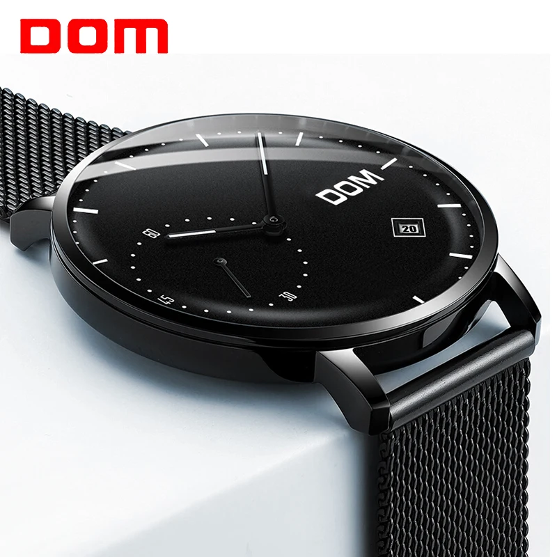 DOM мужские часы Топ Роскошные Аналоговые кварцевые кожаные с металлическим
