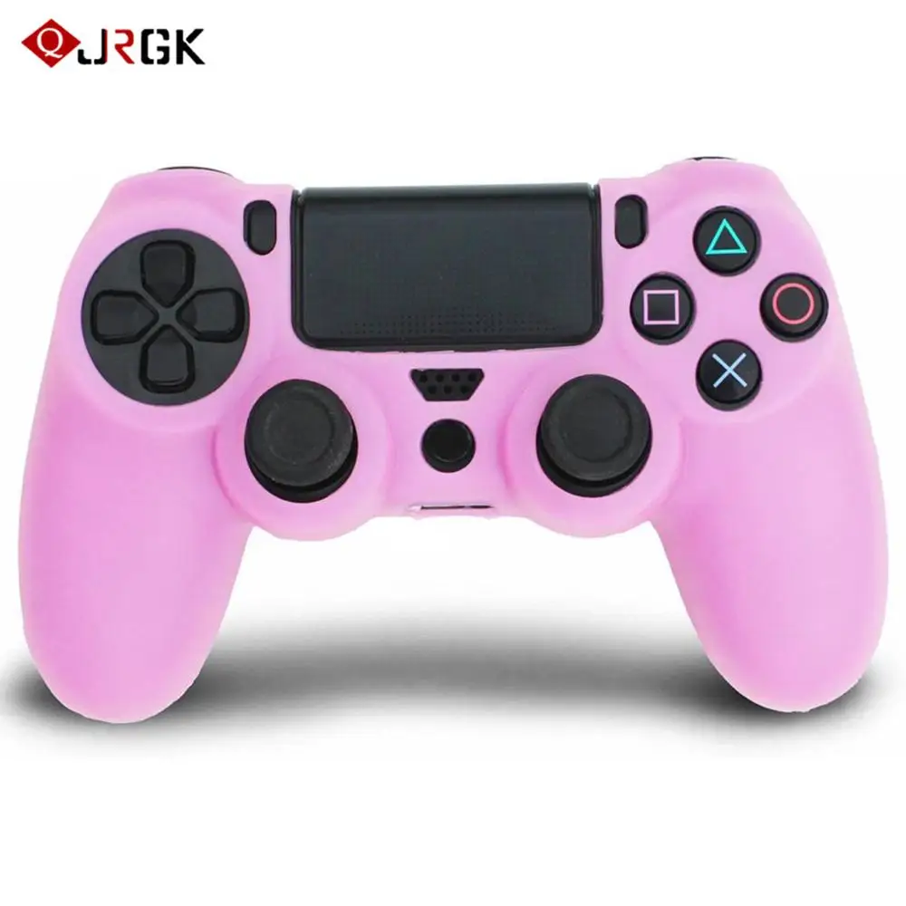 Розовый JRGK силиконовый чехол для PS4/тонкий контроллер Гибкий контроллер аксессуар гелевый резиновый кожаный чехол для Playstation PS4 игры - Цвет: Розовый