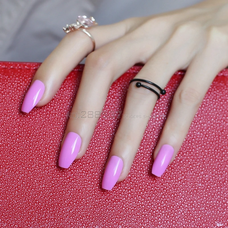 Новый гроб накладные ногти Модный Фиолетовый индивидуальный дизайн 24 шт полные