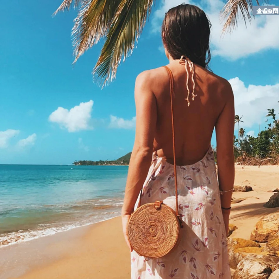 Модные круглые соломенные сумки женская летняя сумка из ротанга ручная работа