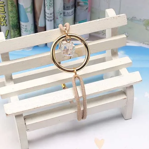 beige yellow Красочные украшения для волос, кристальная головная повязка для девочек, эластичная резинка для волос, Золотое кольцо, резинки, резинки, стразы, аксессуары - Цвет: beige yellow