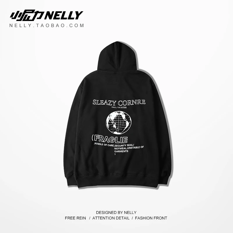 NELLY 2019 Autumn Winter European style Earth print Long sleeve Hoodie Women Cotton Hip hop Warm Fashion design Sweatshirt | Женская