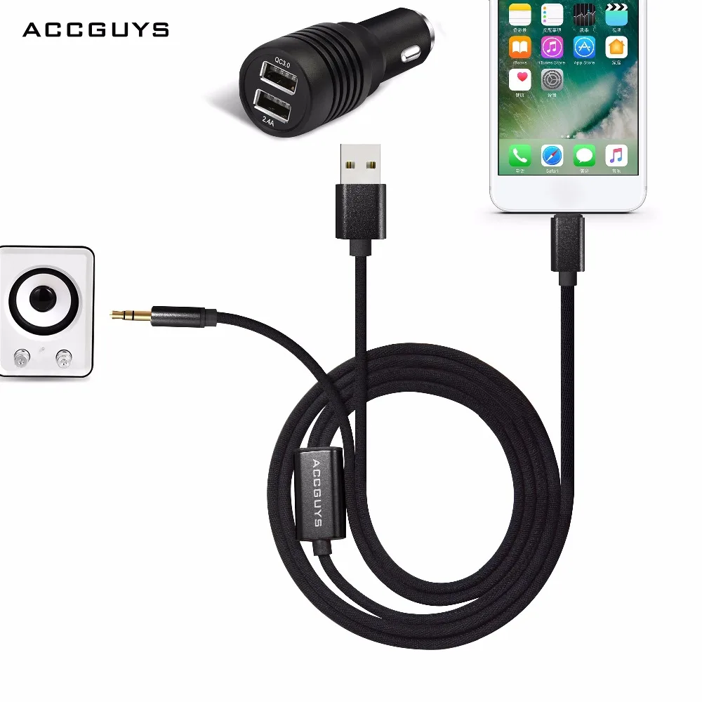 ACCGUYS для IOS зарядка Aux аудио 2 в 1 USB кабель iPhone 7 Plus 8 X XS XR наушники HiFi Звук 11 до 3 5 мм