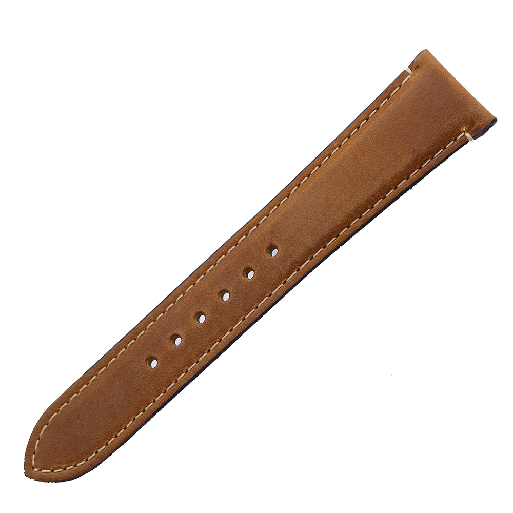Rolamy 22mm Wholesale High Quality Genuine Leather Wrist Watchband Strap Belt Loops Band Bracelets For IWC Tudor Breitling