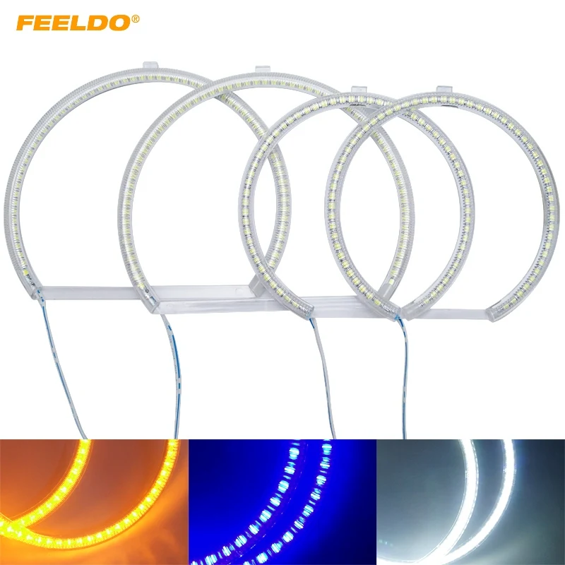 FEELDO 4 шт./компл. Автомобильный светодиодный Halo Rings Angel Eyes DRL головной фонарь для BMW