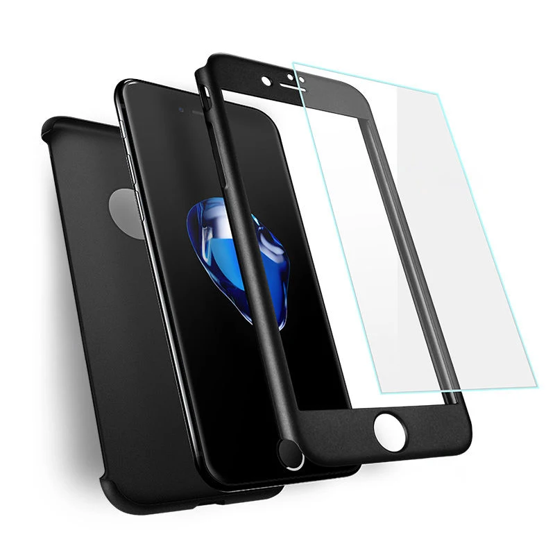 Защитная пленка для экрана из закаленного стекла + чехол iPhone 7 на весь корпус