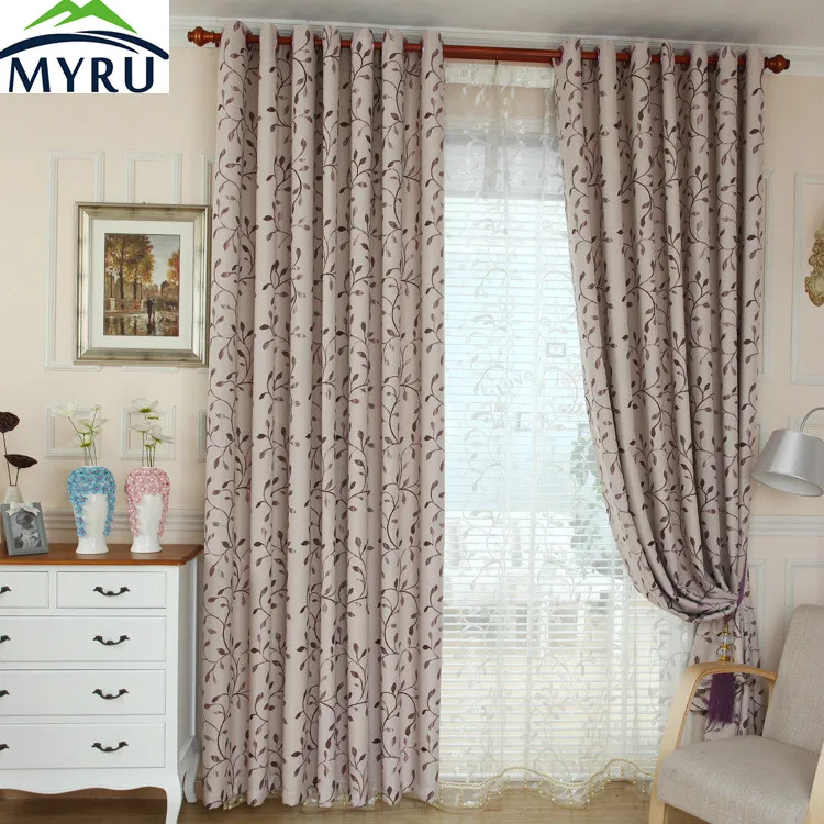 MYRU Сельский льняной жаккардовый занавес с листьями для гостиной и спальни|curtains
