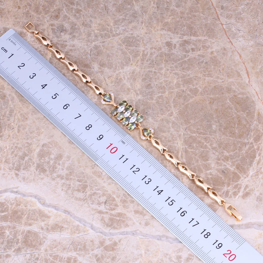 Отличительный Белый CZ Зеленый Перидот желтый покрытием длина 18 см = 7 дюймов звено