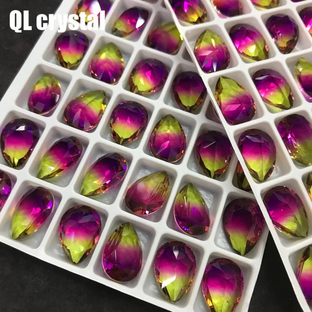 QL Хрустальный Турмалин со стеклянным кристаллом 10x14 мм с заостренным основанием