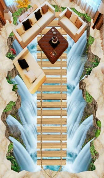 

[Self-Adhesive] 3D Waterfall Bridge 55 Non-slip Waterproof Photo Self-Adhesive Floor Mural Sticker WallPaper Murals Print Decal