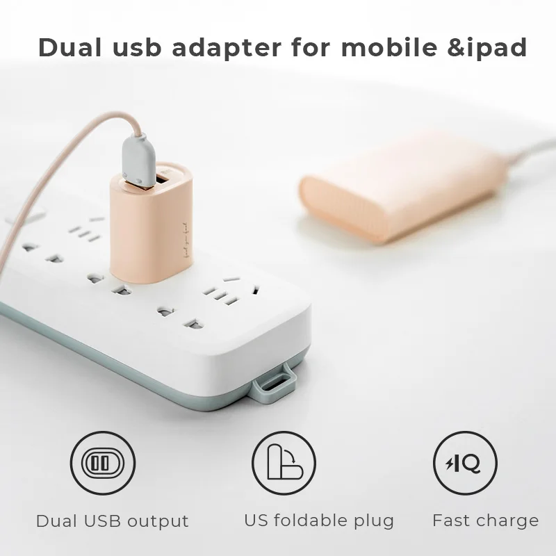 Maoxin Адаптер зарядного устройства с двойным USB для iPhone X 8 7 складной США штекер мини портативный путешествия быстрое зарядное устройство 5V2. 4A для мобильных и iPad