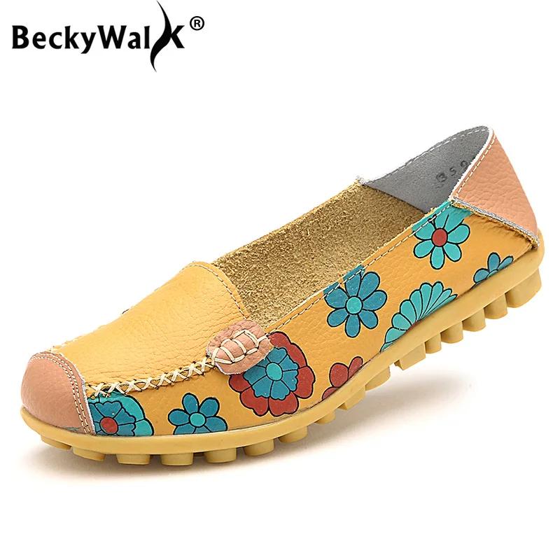 Мокасины BeckyWalk женские из натуральной кожи зеркальные туфли без застежки плоская