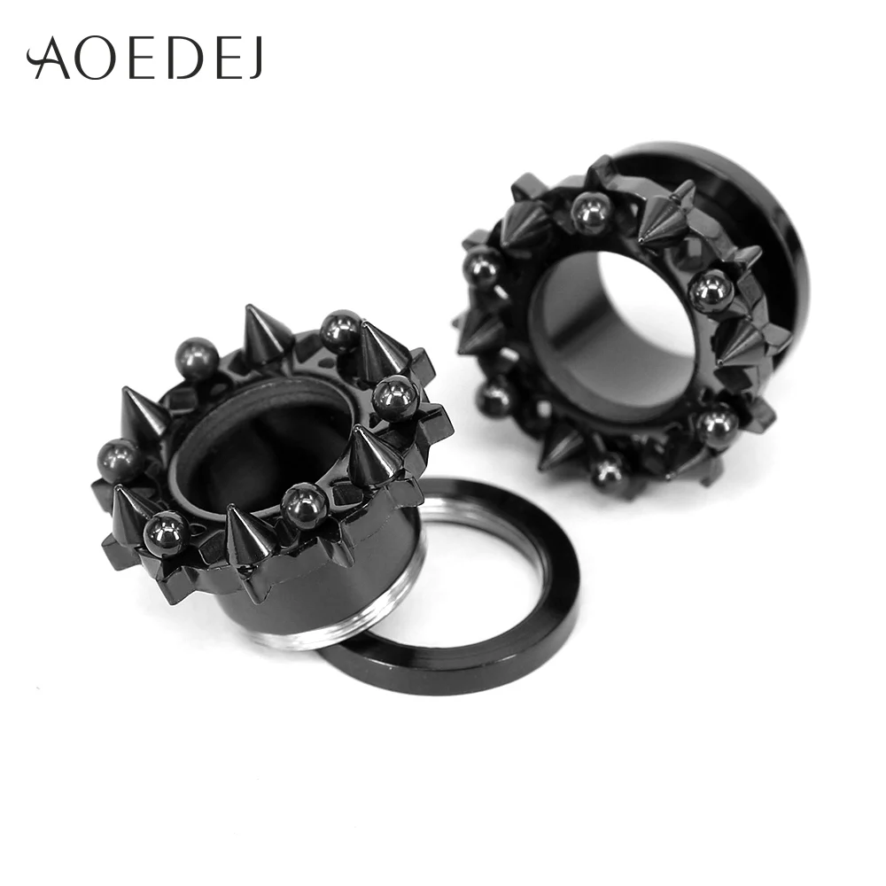 AOEDEJ 6-16mm 3 Colors Spike Tunnel Earrings Mens Stainless Steel Ear Stretchers Plugs And Tunnels Punk Womens Flesh Gauge | Украшения и