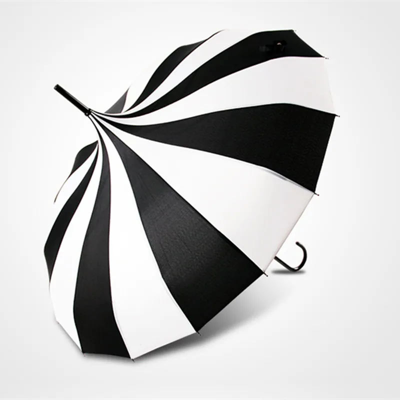 six style choose Creative Design Black And White Striped Golf Umbrella Long-handled Straight Pagoda | Дом и сад