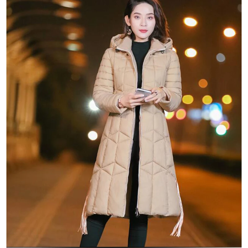 Зимняя куртка Женская парка пальто плюс размера 3XL Модная хлопковая Длинная
