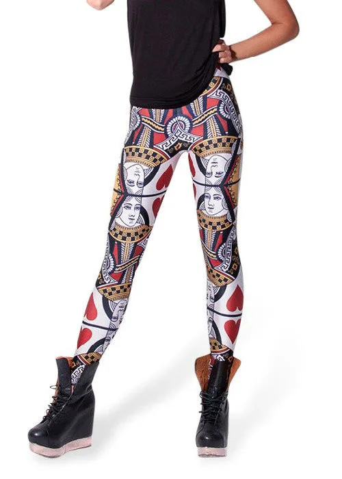 Модные женские леггинсы с принтом Королева сердец облегающие эластичные штаны