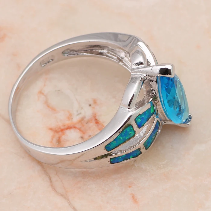 Лидер продаж модные брендовые серебро штамп ювелирные изделия Синий Opal