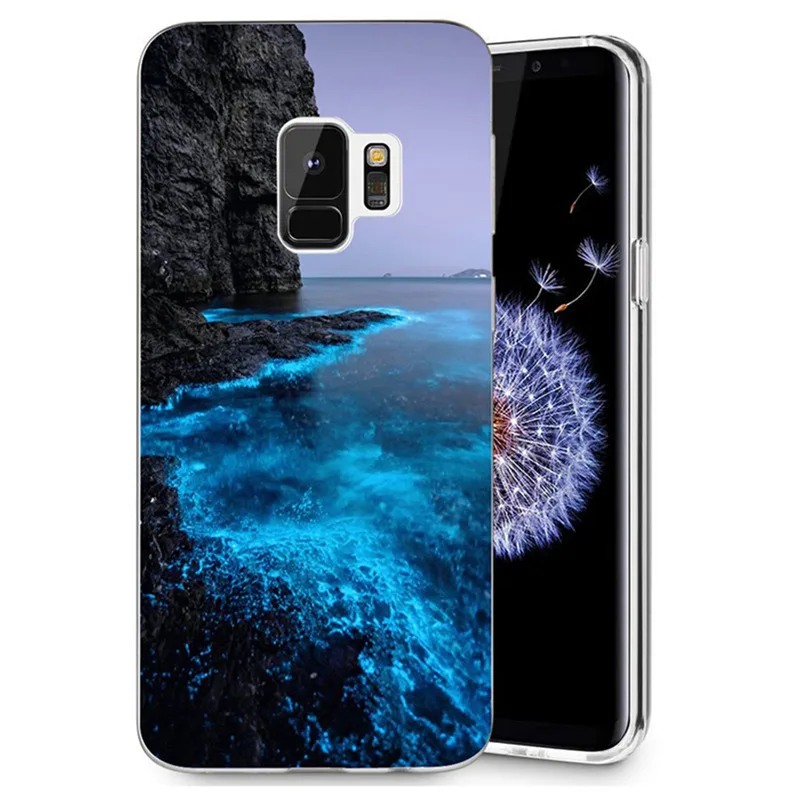 Чехол для Samsung Galaxy S3 S9 S9Plus S8 Plus S7 edge Note 8 TPU coast azure бабочка пейзаж Флора окрашенные