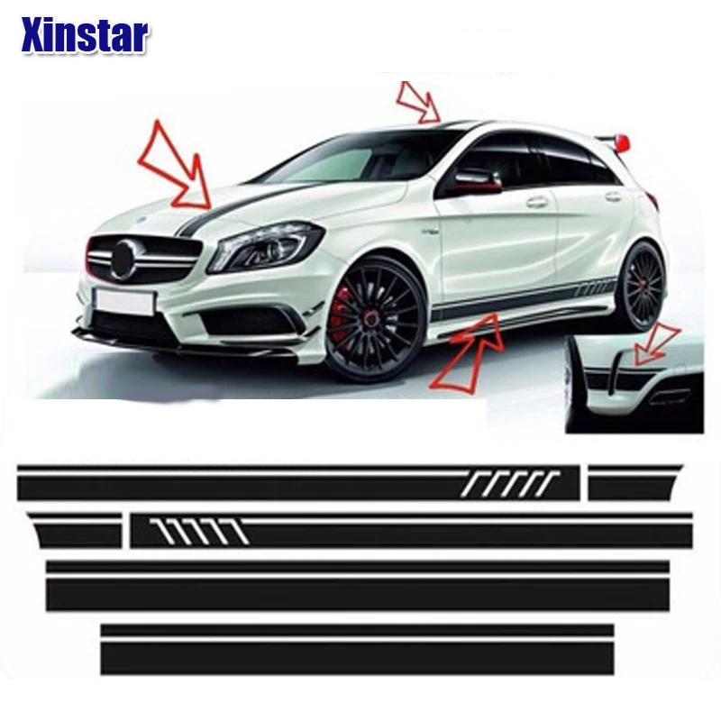 6pcs/lot car body decoration sticker For Mercedes benz AMG w204 w211 W210 CLK c180 e200 CLA GLK GLE GLC A180 A B C E S class | Автомобили