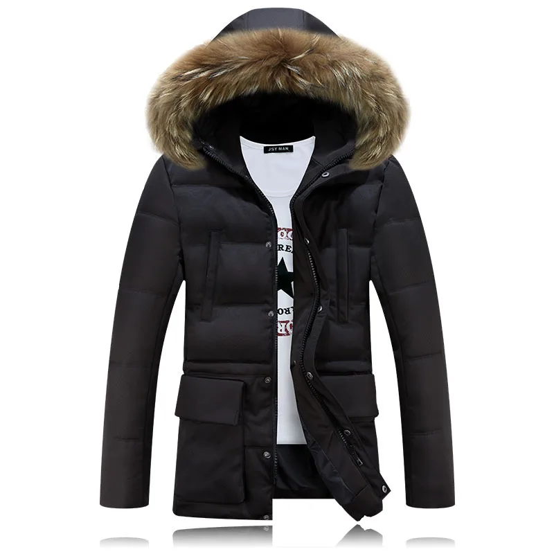 Длинная парка с капюшоном Мужская теплая зимняя куртка 2017 модная брендовая