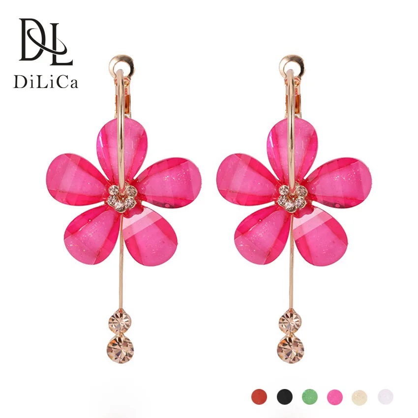 DiLiCa модные корейские серьги 2018 Для женщин цветы мотаться женский горный хрусталь
